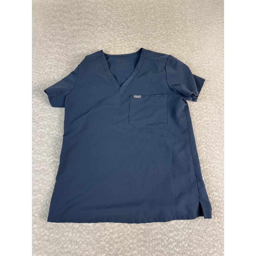 Figs Scrub Shirt Womens Small Navy Blue V Neck Technical Collection FM1000